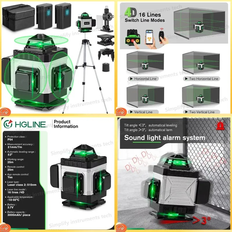 Cross Line Laser 360 Degree - 16 라인 레이저 레벨(APP 원격 제어