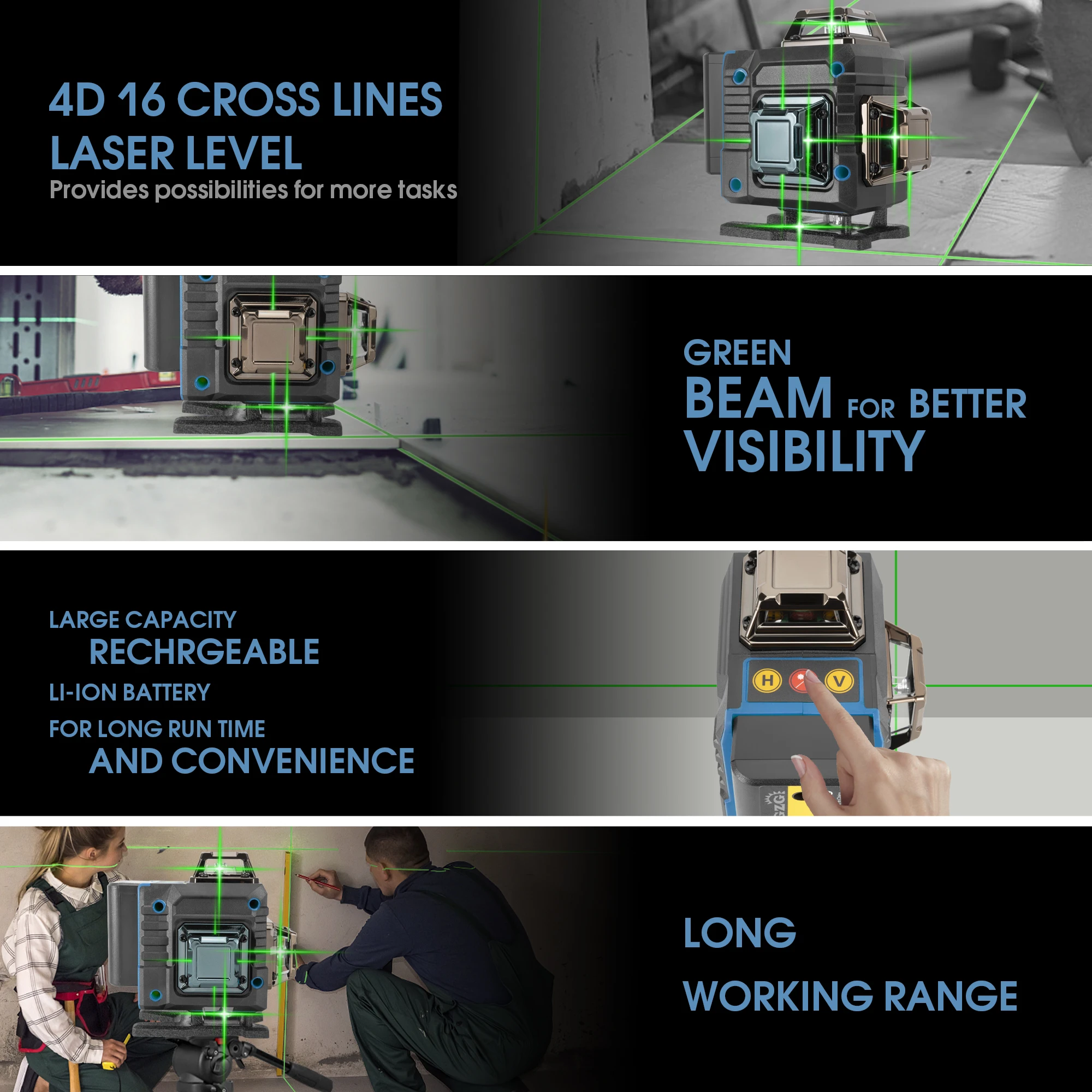 G16 4D 16라인 레이저 레벨, 노란색/검정색, 1 - Laser Level Rechargeable Usb 리뷰 및 가격