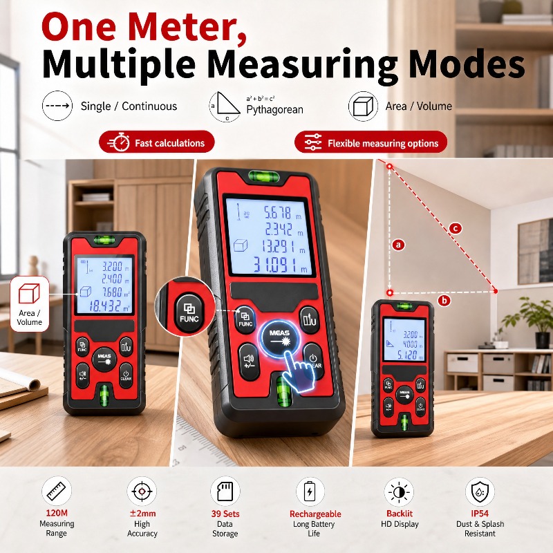 120m 레이저 거리 측정기, USB-C 충전식, 백라 - Laser Level Rechargeable Usb 리뷰 및 가격