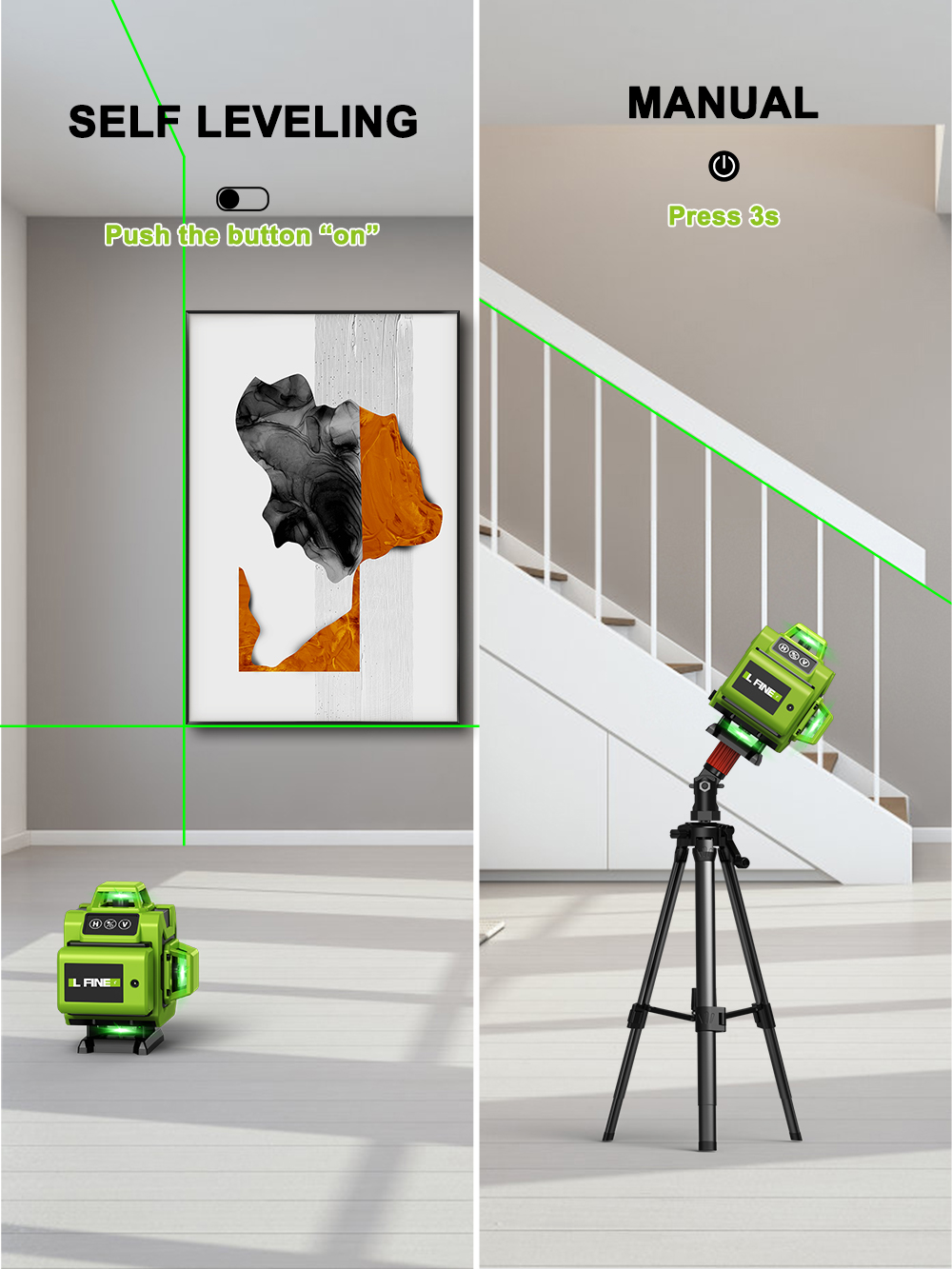 LFINE 4D 360 셀프 레벨링 레이저 레벨, 수평 - Laser Level 4D 16 Line Green 리뷰 및 가격