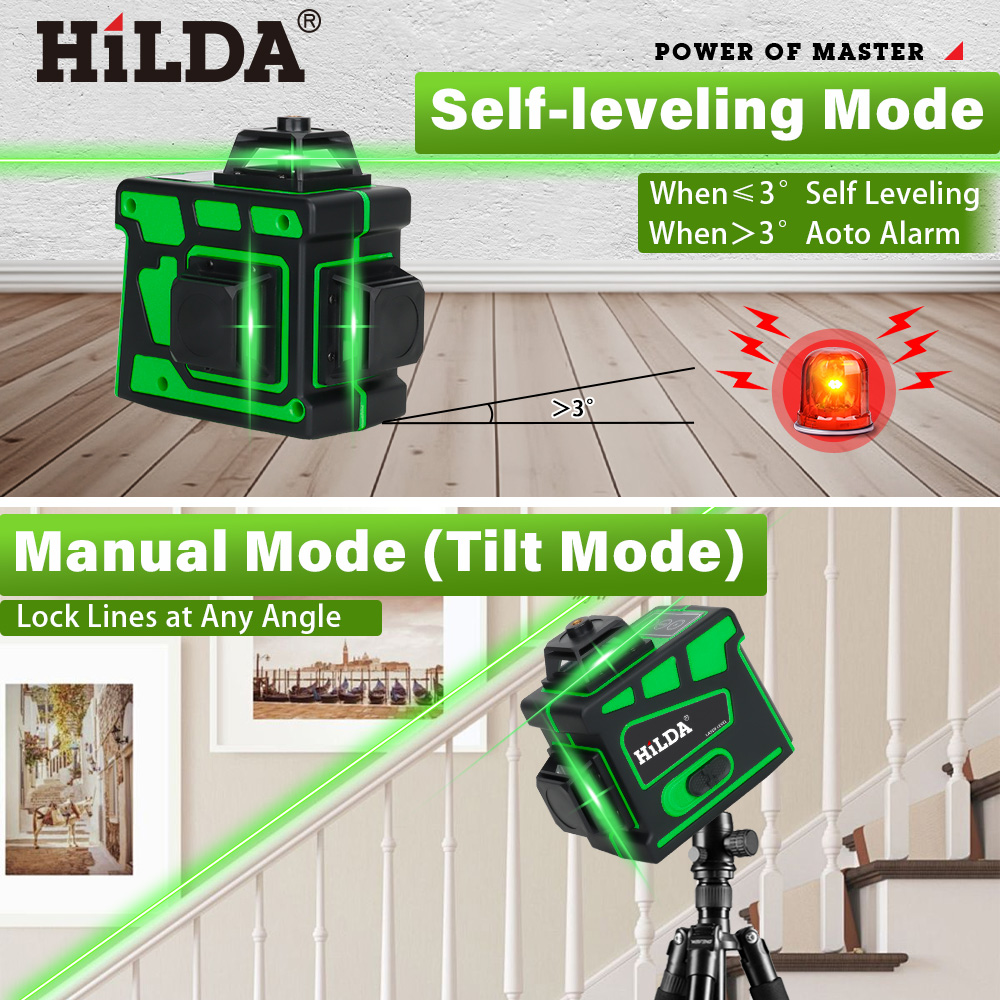 HILDA 16/12 라인 초강력 4D/3D 레이저 레 - Green Beam Laser Level 12 Line 리뷰 및 가격