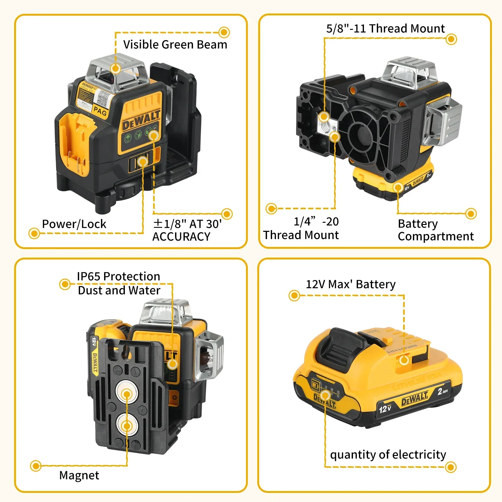 DEWALT DW089LG 무선 그린 라인 레이저, 3 - Line Laser Level Magnetic Bracket 리뷰 및 가격